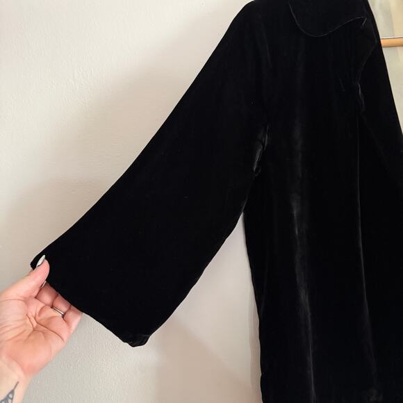 50s Vintage SORORITY HOUSE | Black Velvet 3/4 Sleeve Evening Jacket 12 / Large - Picture 2 of 8